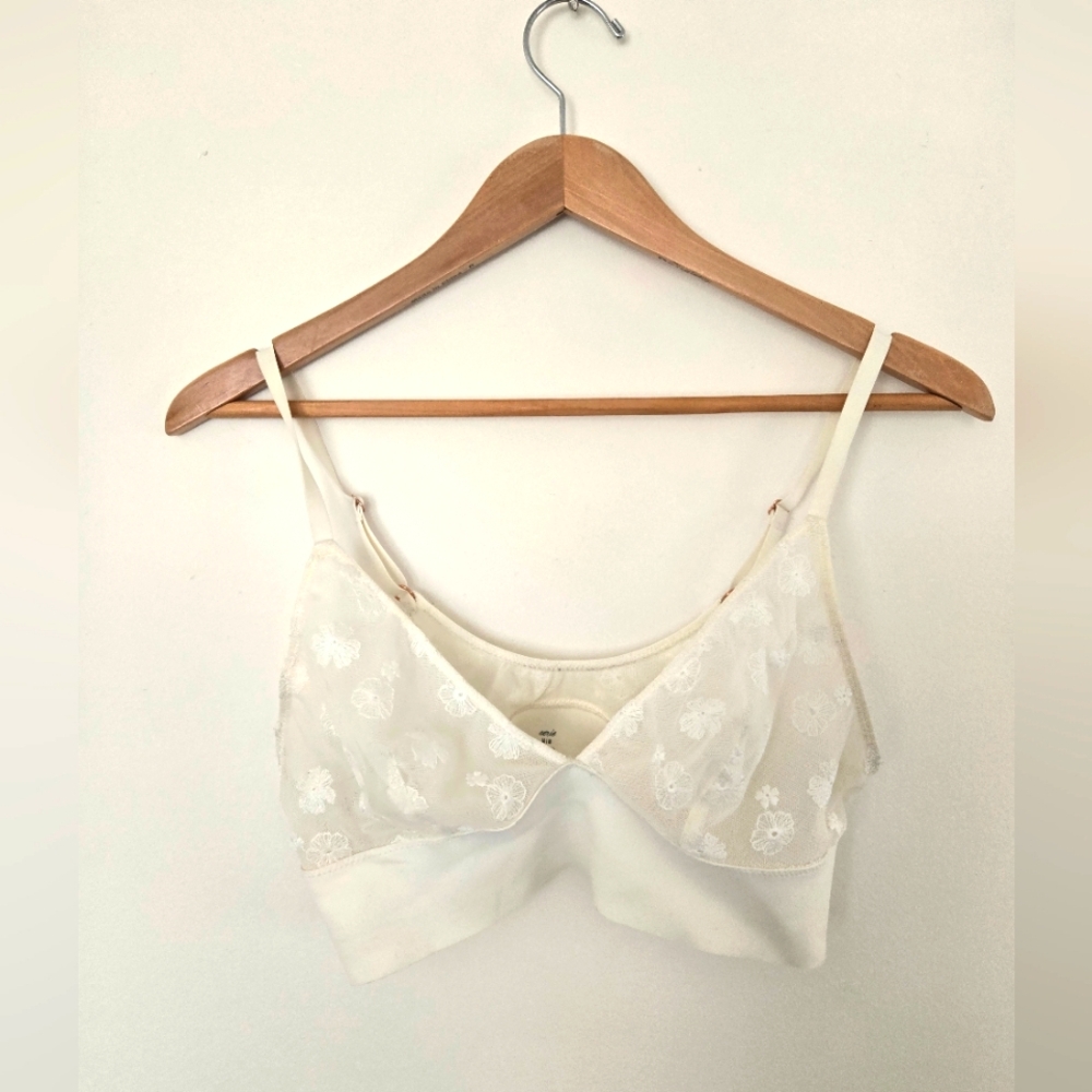 Aerie Adjustable Cream Lace Bralette Sz M